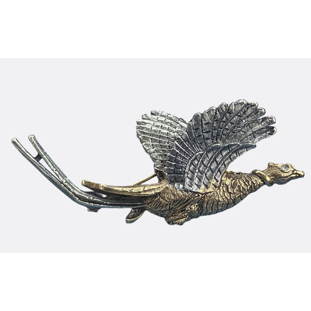 Large PHEASANT GOLDTONE  BROOCH/ PIN made by ART